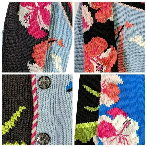 Storybook Knits Cardigan Sweater Tropical Beach Grannycore Grandmacore - Picture 7 of 12